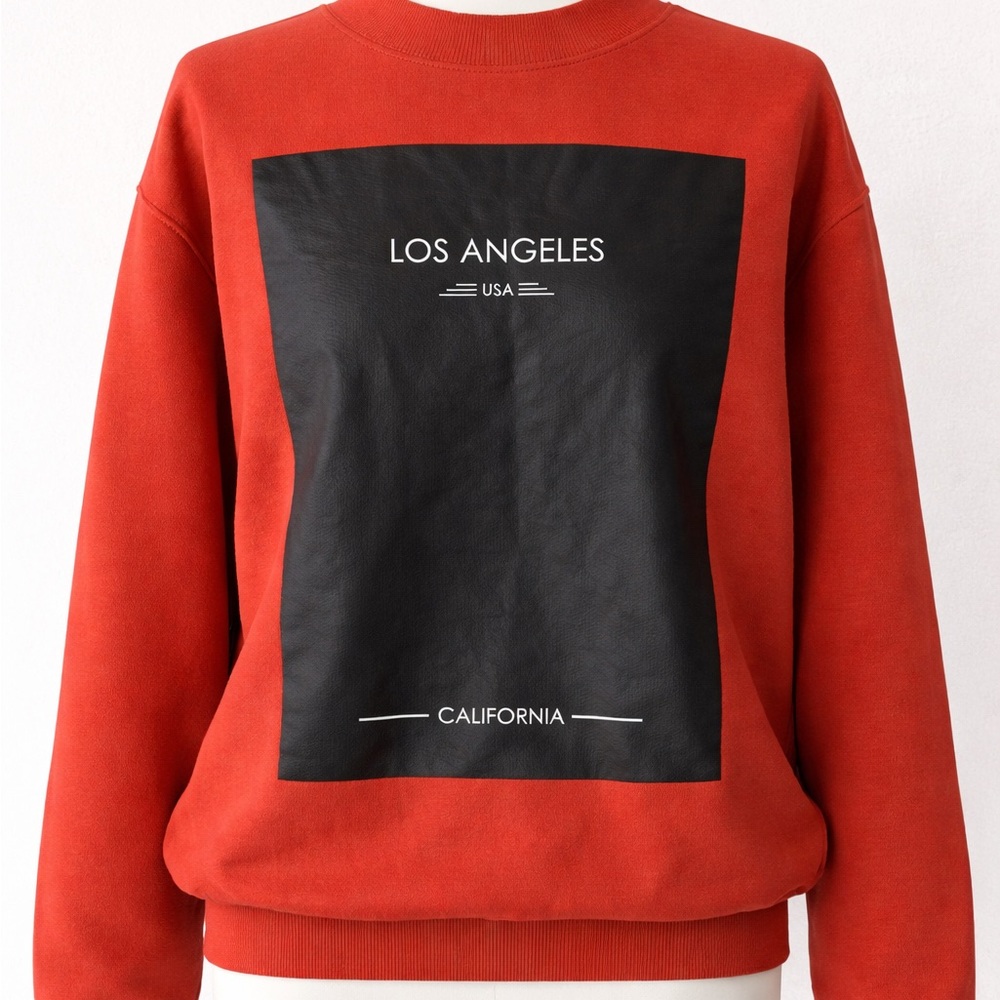 H&M Red Crew Neck Sweater with Los Angeles Graphic